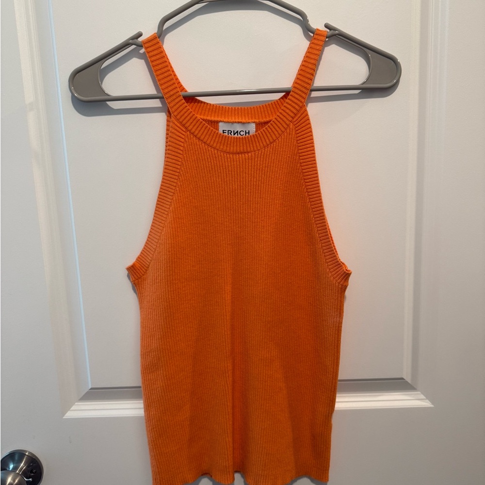 Frnch Women's Orange Ribbed Tank Top size L